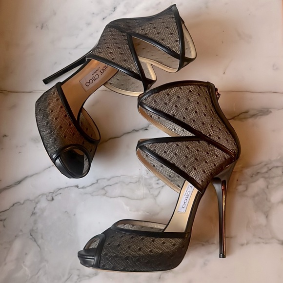 Jimmy Choo black lace booties / heels - Picture 2 of 7